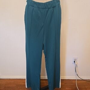 Old Navy Green Pull-On Track Pants with White Side Stripe